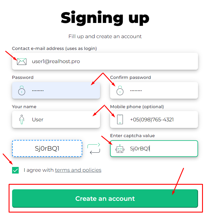 7.How to register in the hosting control panel