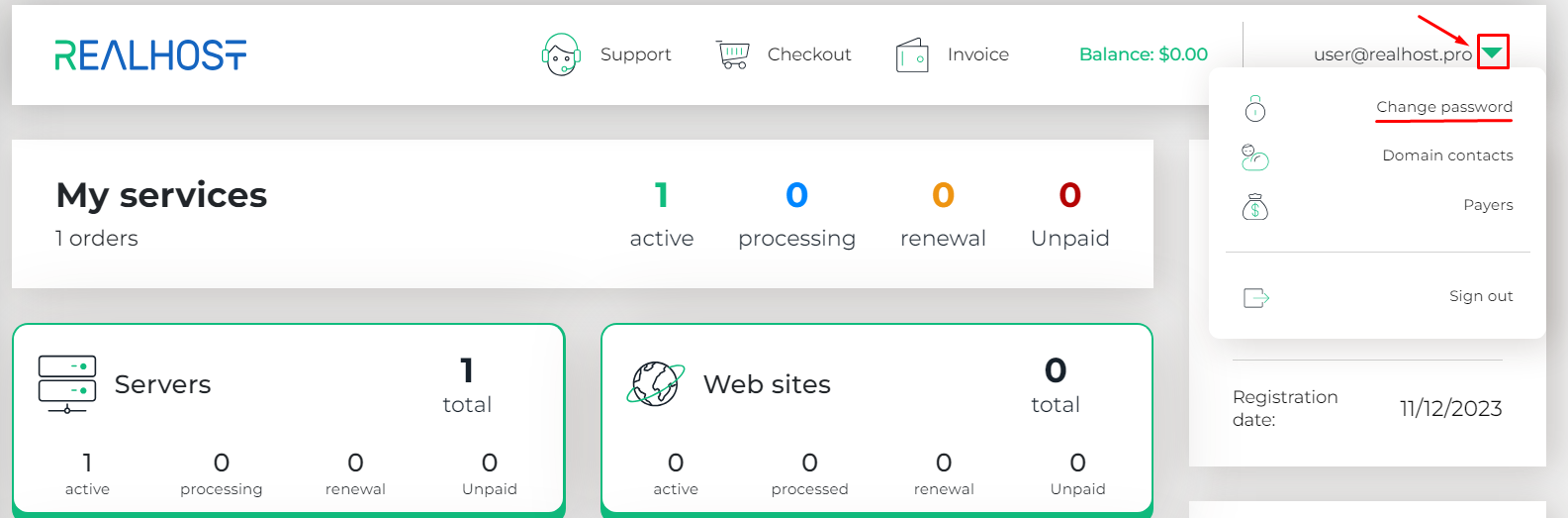 2.How to change the password to sign in to the billing panel